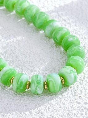 Light Green Marbled Dopamine Beaded Choker Necklace
